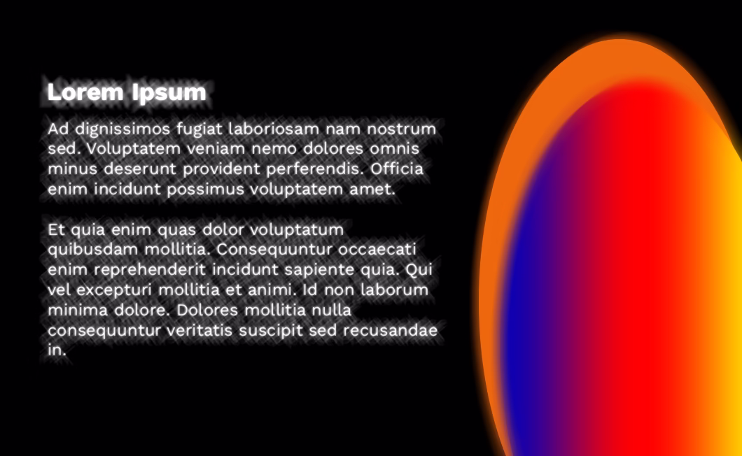Pure white text on a pure black background, blurred in a manner representative of what some people with astigmatism might see. It is difficult to read and focus on due to halation, with the bright text appearing to bleed into the dark background.
