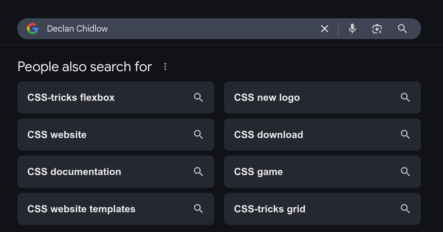 A section of the Google search results page for the query 